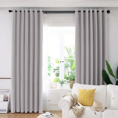 Draperie din catifea blackout cu inele auriu antic, Madison, 250x220 cm, densitate 700 g/ml, Pale Silver, 1 buc foto