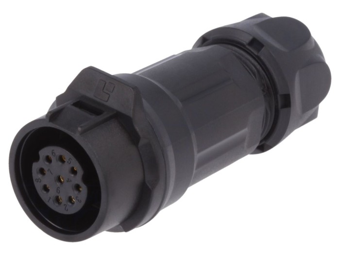 Conector circular mamă 9 pini aurit IP67