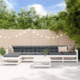 Gossi set mobilier de gradina, 7 piese, alb, lemn masiv de pin