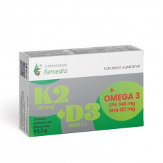 K2+D3+Omega 3, 30 capsule moi, Laboratoarele Remedia