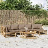 vidaXL Set mobilier de grădină cu perne gri taupe, 8 piese, bambus 3155142