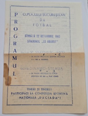 Programul sportiv 1983 ( 22 Octombrie), Sportul-Rapid, Dinamo-Steaua foto