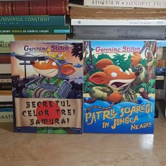 LOT DOUA CARTI GERONIMO STILTON - SECRETUL CELOR PATRU SAMURAI + PATRU SOARECI IN JUNGLA NEAGRA , 2023-2025 *