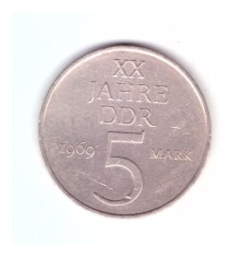 Moneda Germania 5 marci/mark 1969, 20 ani de RDG, stare buna, curata