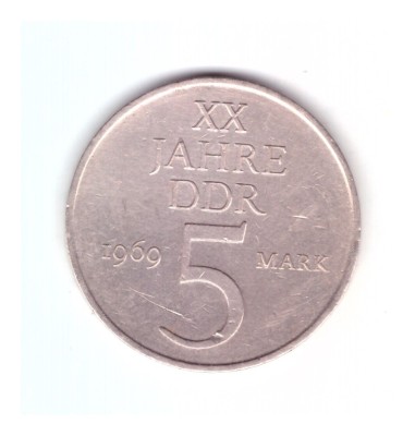 Moneda Germania 5 marci/mark 1969, 20 ani de RDG, stare buna, curata foto