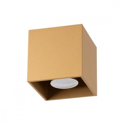 Plafonieră Quad Din Oțel Aurit, 1 Bec Pătrat Minimalist De Interior. foto