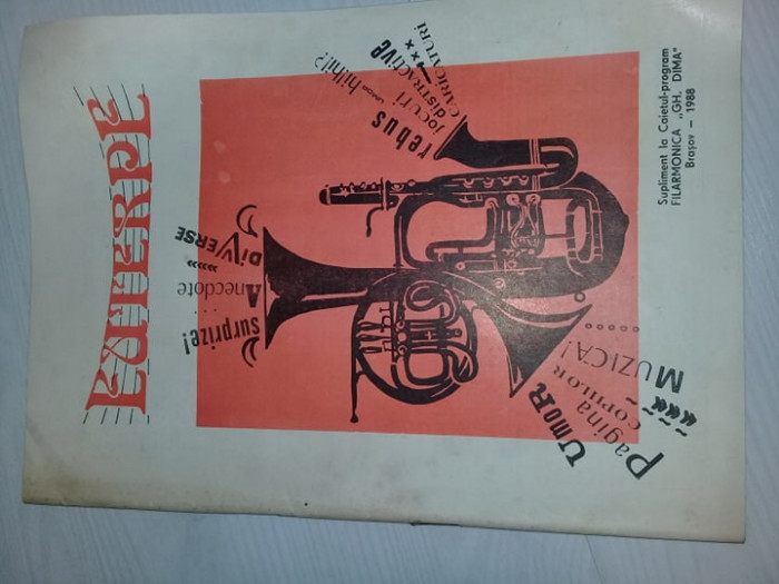 Revista/Supliment la Caietul program Filarmonica GH.DIMA Brasov 1988,,EUTERPE,,