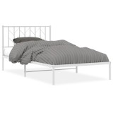Cumpara ieftin Cadru de pat din metal cu tablie, alb, 107x203 cm