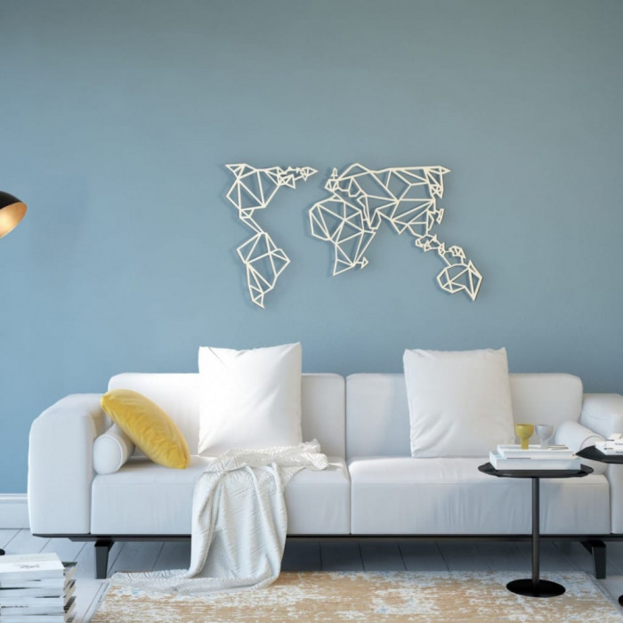 Homemania Decor de perete World, alb, 100x58 cm, oțel