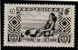 French Oceania (Oceania franceza) - Femeie tahitiana la plaja, dantelat, MNH, Mi.105