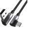 CABLU alimentare si date Ugreen, &quot;US176&quot;, Fast Charging Data Cable pt. smartphone, USB la USB Type-C 3A Complete Angled 90&Acirc;&deg;, braided, 1m, negru &quot;2085