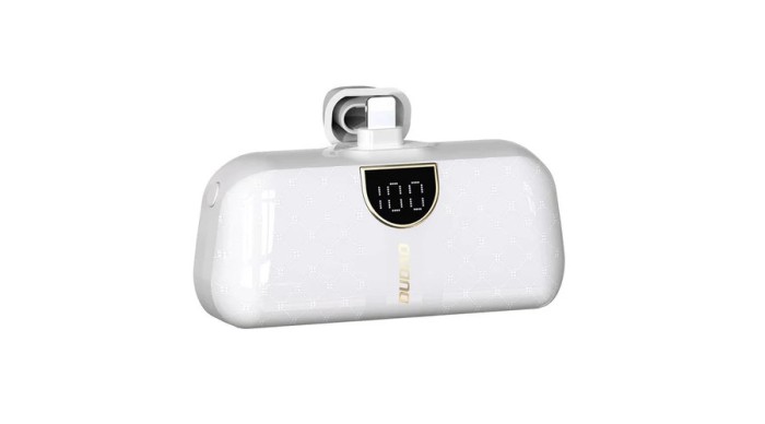 Mini powerbank Dudao K20SL 5000mAh cu conectori Lightning / USB-C - alb