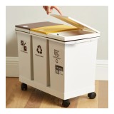 Set 3 Coșuri Gunoi Reciclare 36L cu Capace Colorate &ndash; Compartimentare Deșeuri, Design Compact cu Roți, Deschidere Superioară, Alb, Oem