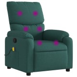 Cumpara ieftin Fotoliu reclinabil cu masaj, verde inchis, material textil