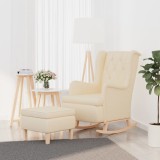 vidaXL Fotoliu balansoar cu taburet, crem, material textil