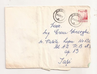 FD9 - Plic Circulat Intern, Reghin-Iasi , Include Corespondenta - 1972 foto