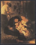 Antigua 1980 - Pictură - &bdquo;Sf&acirc;nta Familie&rdquo; de Rembrandt -Detaliu, Colita, MNH, Nestampilat
