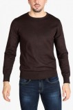 Cumpara ieftin Pulover barbati cu logo si guler rotund maro inchis, 2XL