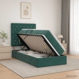 Cumpara ieftin Pat cu LED si saltea Verde inchis 100 x 200 cm Catifea