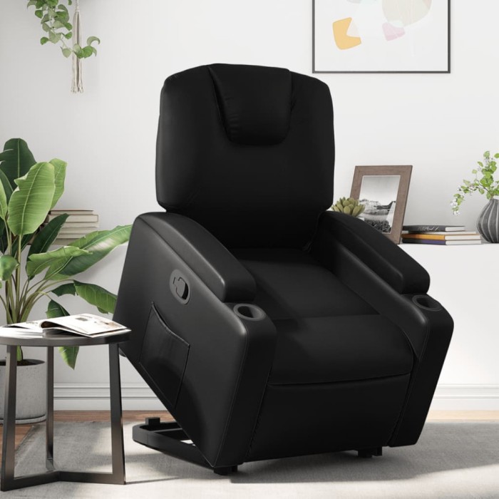 vidaXL Fotoliu rabatabil cu ridicare, negru, piele ecologică 3204430