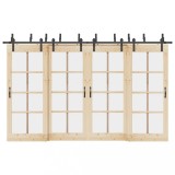 VidaXL Set feronerie pentru uși glisante, negru, 366 cm, oțel