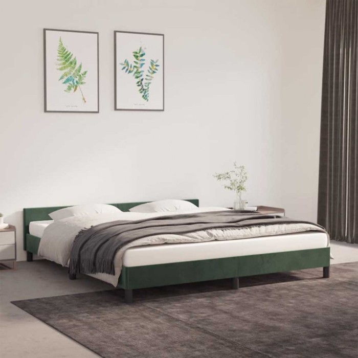 vidaXL Cadru de pat fără saltea, verde &icirc;nchis, 160x200 cm, catifea
