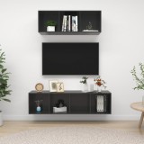 VidaXL Set de dulapuri TV, 2 piese, gri extralucios, lemn prelucrat