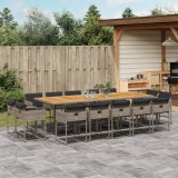 vidaXL Set mobilier de grădină cu perne, 15 piese, gri, poliratan 3211418