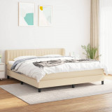 Cumpara ieftin Pat box spring cu saltea, crem, 160x200 cm, material textil