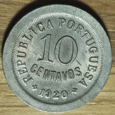 Portugalia - moneda colectie rara - 10 centavos 1920 aunc - valoare catalog mare