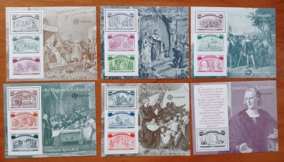 PORTUGALIA-1992 -&amp;#039;&amp;#039;500ANI dlle calatoriile lui COLUMB&amp;#039;&amp;#039; -PRO EU-CEPT- SET 6 COLITE- MNH LUX -NESTAMPIL.-VEZI SCAN foto