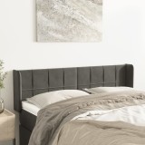 Cumpara ieftin Tăblie de pat cu aripioare gri &icirc;nchis 147x16x78/88 cm catifea