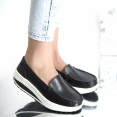Pantofi dama cu platforma negri piele naturala nancy, 38