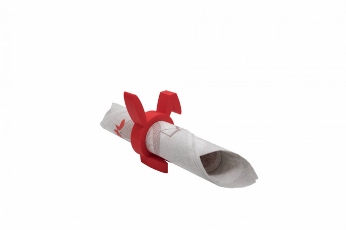 Sitting Rabbit Napkin ring - rosu