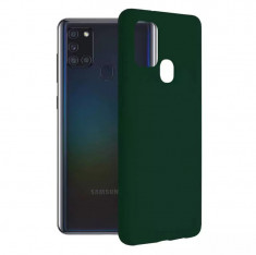 Husa Samsung Galaxy A21S Silicon Verde Slim Mat cu Microfibra SoftEdge foto