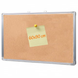 Panou tabla pluta, rama din aluminiu, 60x90 cm, fixare perete