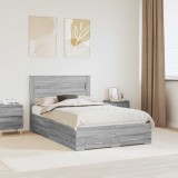 Cumpara ieftin Cadru de pat cu sertar Gri Sonoma 135 x 190 cm Lemn prelucrat