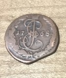 MNDSTR01 RUSIA Russia 1 Poluscha polusca , patrime de Kopeks 1768 EM