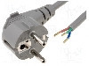 Cablu alimentare AC, 3m, 3 fire, culoare gri, cabluri, CEE 7/7 (E/F) &amp;#351;tecar in unghi, LIAN DUNG -
