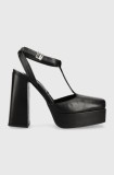 Karl Lagerfeld Jeans pantofi de piele SOIREE PLATFORM KLJ culoarea negru, cu toc drept, cu toc deschis, KLJ93111