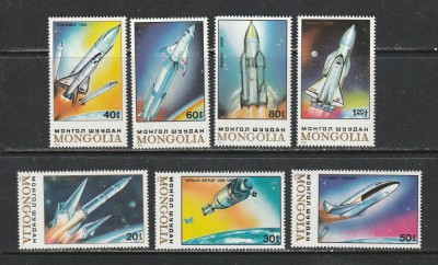 Mongolia 1989 - #507 Explorarea Spatiului 7v MNH foto