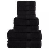VidaXL Set de prosoape premium SOLUND, 8 piese, negru, 600 g/m&sup2;