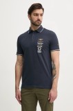 Aeronautica Militare tricou polo bărbați, culoarea bleumarin, cu imprimeu, PO1853P191