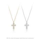 Cumpara ieftin Lantisor din Argint 925 Placat cu Aur cu Pandantiv Cruce din Cristale Rotunde