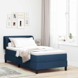 vidaXL Pat boxspring cu saltea albastru 100 x 200 cm țesătură