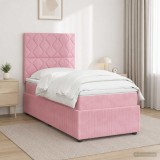 Cumpara ieftin Pat boxspring cu saltea cu headboard Roz 90 x 200 cm Catifea