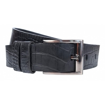 Curea barbati, eleganta, pentru costum, din piele croco, Negru, 3.5cm - CK56N foto