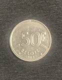 Moneda 50 franci 1992 Belgia