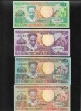Set Bancnote Suriname: 25, 100, 250, 500 Gulden UNC - Colectie Numismatica Suriname - Raritate America de Sud