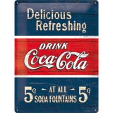 Placa metalica - Coca Cola - Delicious Refreshing Blue - 30x40 cm, Nostalgic Art Merchandising